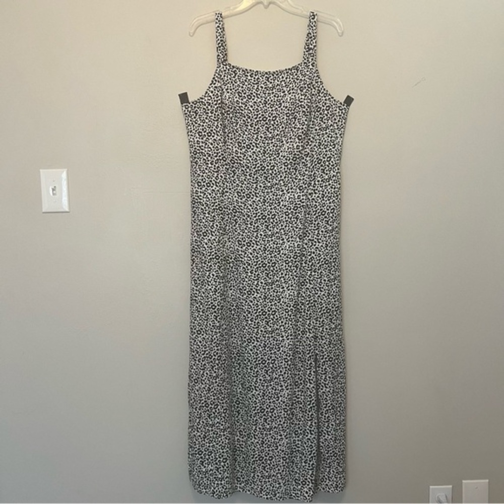 Old Navy Leopard Print Smocked Maxi Dress Spaghetti Straps Side Slit‎ XL
